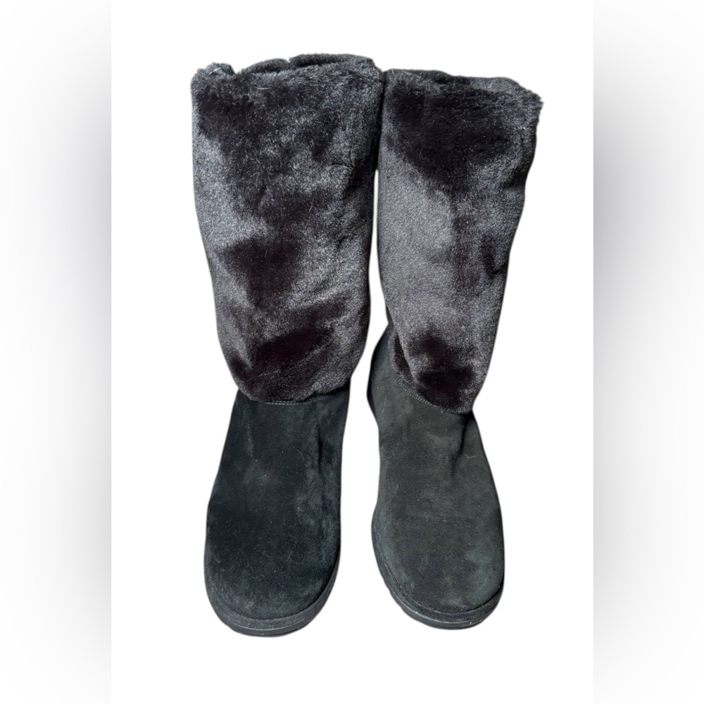 Stuart Weitzman Women’s Black Suede Faux Fur Boots Size 11